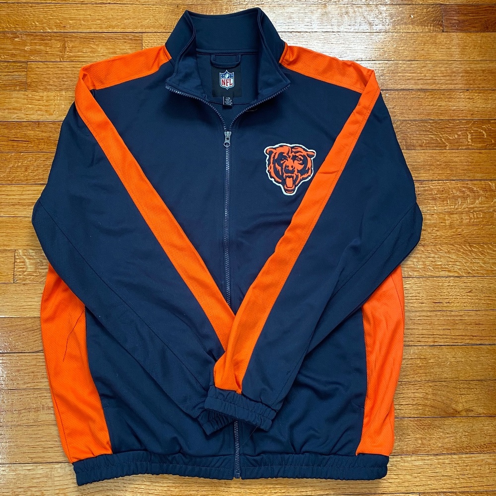 Chicago Bears NFL Track Full-Zip Jacket - Navy/Orange (Men's -LARGE)